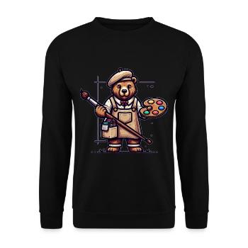 Cute Bear Artist - Unisex Pullover - Schwarz - Vorne - Alina (178cm) & Michal (187cm)