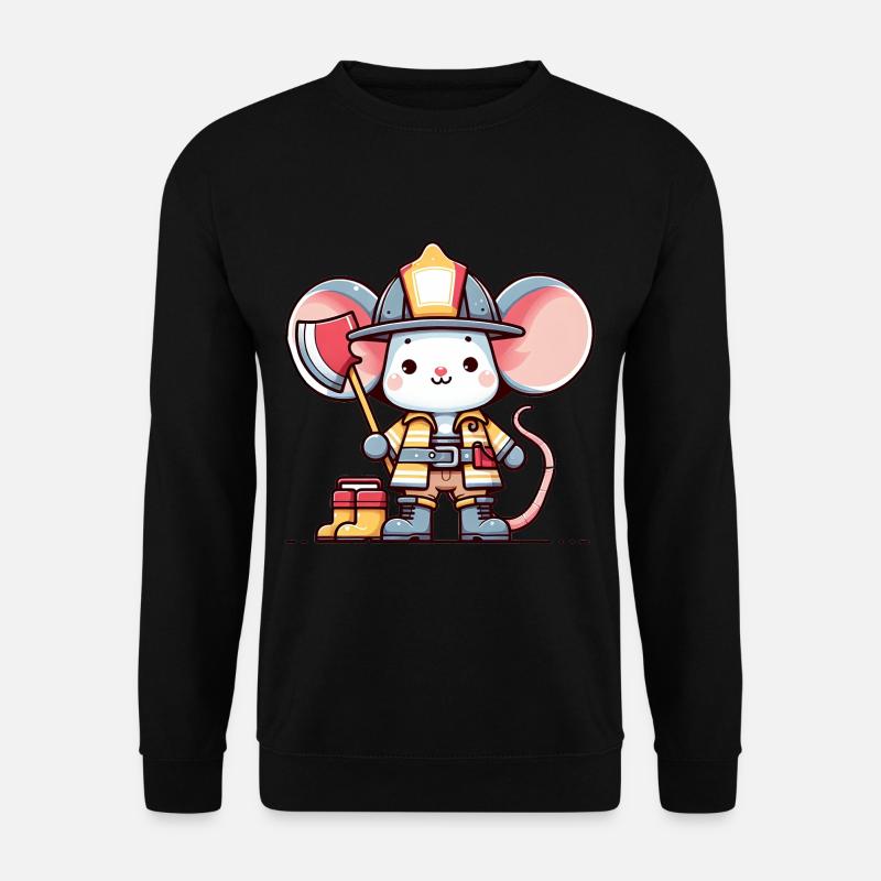 Cute Mouse Firefighter - Unisex Sweatshirt - black