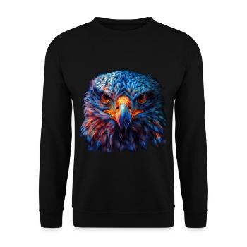 Aigle rouge et bleu : art animalier féroce et vif - Sweat-shirt Unisexe - noir - Devant - Alina (178cm) & Michal (187cm)
