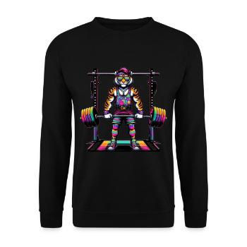 Muscular Rainbow Tiger Deadlifting - Unisex Pullover - Schwarz - Vorne - Alina (178cm) & Michal (187cm)