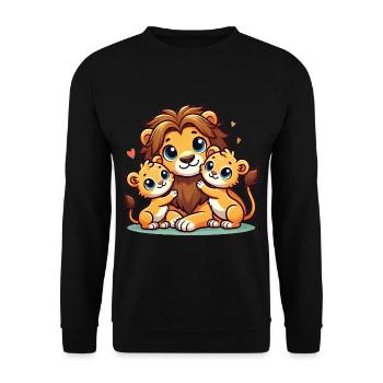 Père lion aimant avec deux enfants mignons - Sweat-shirt Unisexe - noir - Devant - Alina (178cm) & Michal (187cm)