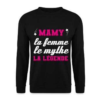 Mamy, die Frau, der Mythos, die Legende! - Unisex Pullover - Schwarz - Vorne - Alina (178cm) & Michal (187cm)