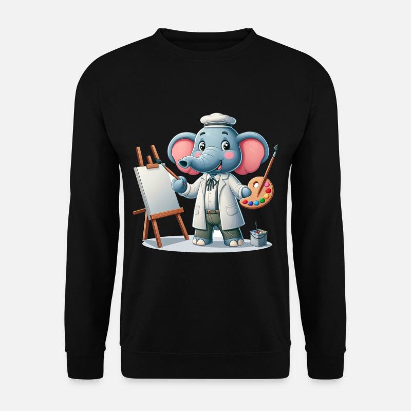 Cute Elephant Artist - Unisex Pullover - Schwarz