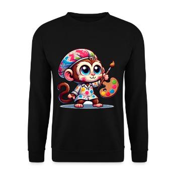 Cute Monkey Artist - Unisex Sweatshirt - black - Front - Alina (178cm) & Michal (187cm)