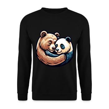 Cuddling Bear And Panda In Love - Unisex Pullover - Schwarz - Vorne - Alina (178cm) & Michal (187cm)