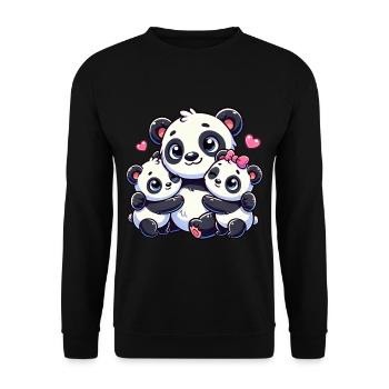 Parent panda aimant avec deux enfants mignons - Sweat-shirt Unisexe - noir - Devant - Alina (178cm) & Michal (187cm)