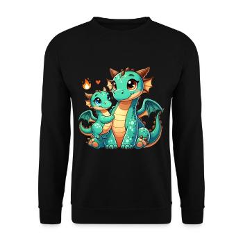 Loving Dragon Parent with Child - Unisex Sweatshirt - black - Front - Alina (178cm) & Michal (187cm)