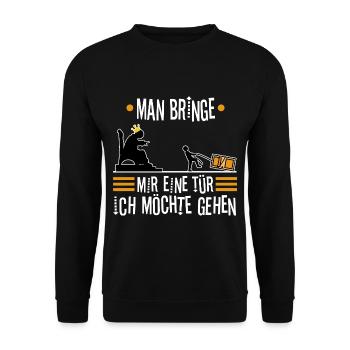 Man bringe mir eine Tür, ich möchte gehen - Unisex Pullover - Schwarz - Vorne - Alina (178cm) & Michal (187cm)