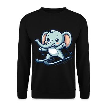 Cute Skier Elephant - Unisex Pullover - Schwarz - Vorne - Alina (178cm) & Michal (187cm)