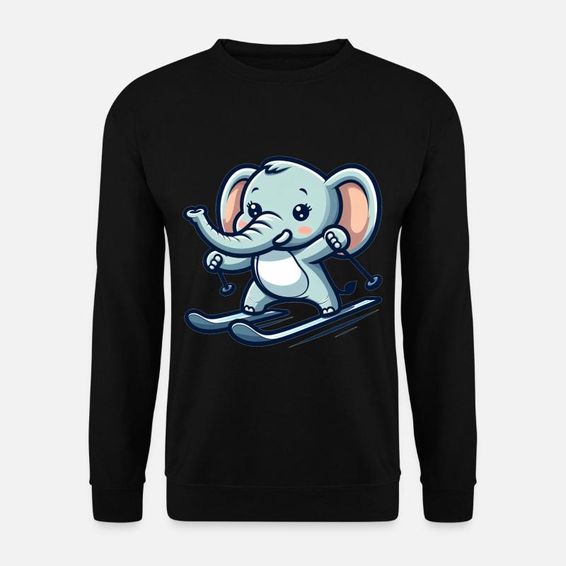 Cute Skier Elephant - Unisex Sweatshirt - black