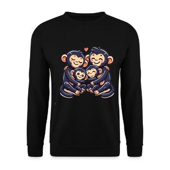 Famille de chimpanzés mère et père avec deux enfants - Sweat-shirt Unisexe - noir - Devant - Alina (178cm) & Michal (187cm)