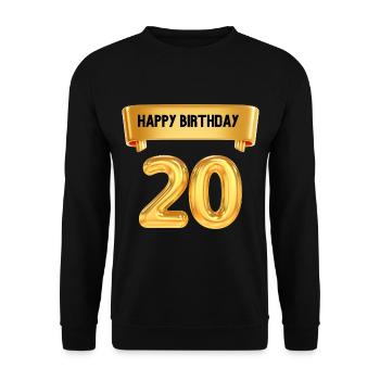 Happy Birthday zum 20. Geburtstag - Unisex Pullover - Schwarz - Vorne - Alina (178cm) & Michal (187cm)