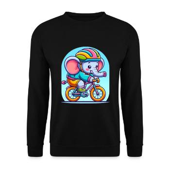Cute Cyclist Elephant - Unisex Sweatshirt - black - Front - Alina (178cm) & Michal (187cm)
