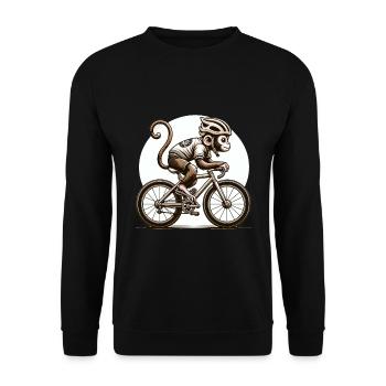 Cute Cyclist Monkey - Unisex Sweatshirt - black - Front - Alina (178cm) & Michal (187cm)