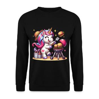 Licorne BBQ mignonne - Sweat-shirt Unisexe - noir - Devant - Alina (178cm) & Michal (187cm)