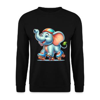 Cute Inline Skater Elephant - Unisex Sweatshirt - black - Front - Alina (178cm) & Michal (187cm)