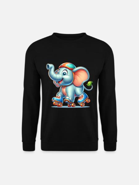 Cute Inline Skater Elephant - Unisex Sweatshirt - black