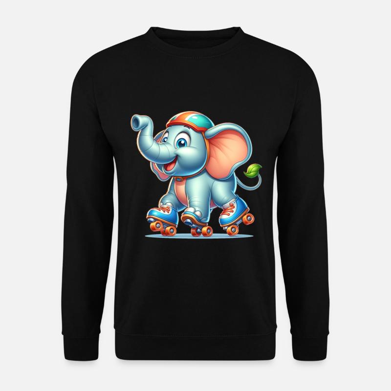 Mignon patineur en ligne éléphant - Sweat-shirt Unisexe - noir