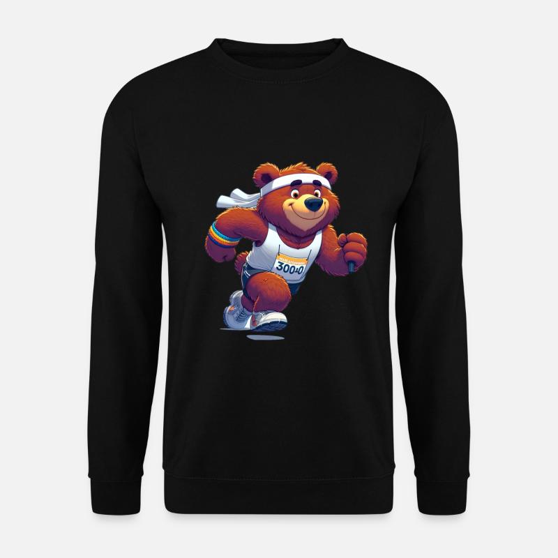 Cute Marathon Runner Bear - Unisex Pullover - Schwarz