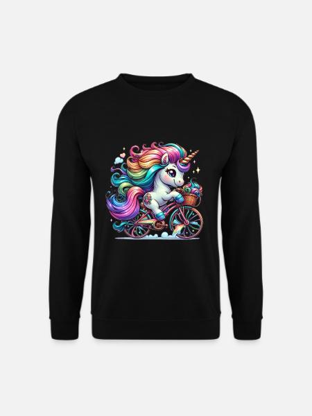 Cute Cyclist Unicorn - Unisex Pullover - Schwarz