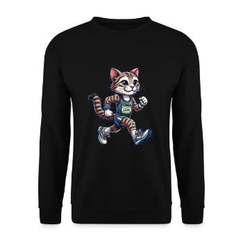 Cute Marathon Runner Cat - Unisex Sweatshirt - black - Front - Alina (178cm) & Michal (187cm)