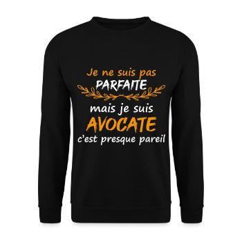 Je suis pas parfaite mais je suis avocate. - Sweat-shirt Unisexe - noir - Devant - Alina (178cm) & Michal (187cm)