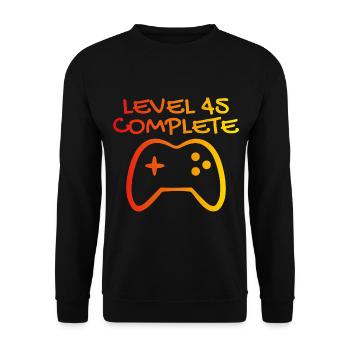 45. Geburtstag Level 45 Complete - Unisex Pullover - Schwarz - Vorne - Alina (178cm) & Michal (187cm)