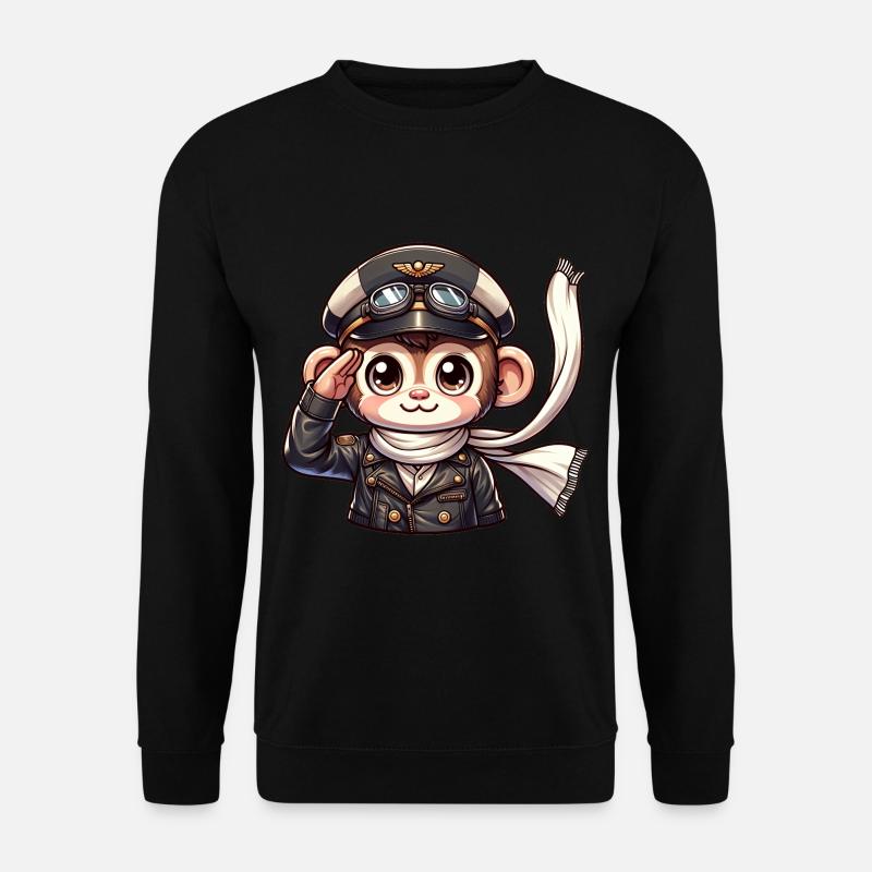Cute Monkey Pilot - Unisex Sweatshirt - black