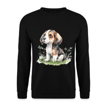Cute Puppy Beagle Watercolor - Unisex Pullover - Schwarz - Vorne - Alina (178cm) & Michal (187cm)