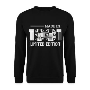 1981 Geburtstagsgeschenk 1981 Geschenkidee - Unisex Pullover - Schwarz - Vorne - Alina (178cm) & Michal (187cm)