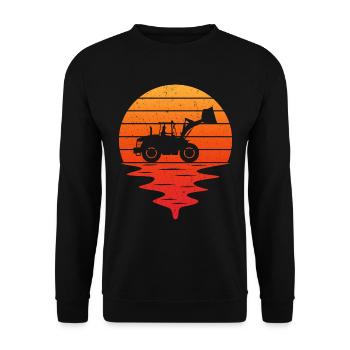 Retro Radlader - Unisex Pullover - Schwarz - Vorne - Alina (178cm) & Michal (187cm)