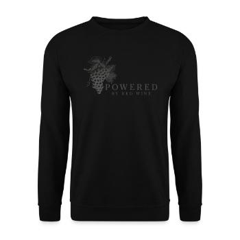 Powered by Red Wine Wein Liebhaber Trinkspruch - Unisex Pullover - Schwarz - Vorne - Alina (178cm) & Michal (187cm)