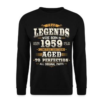 Né en 1959 Cadeau d’anniversaire Legends - Sweat-shirt Unisexe - noir - Devant - Alina (178cm) & Michal (187cm)