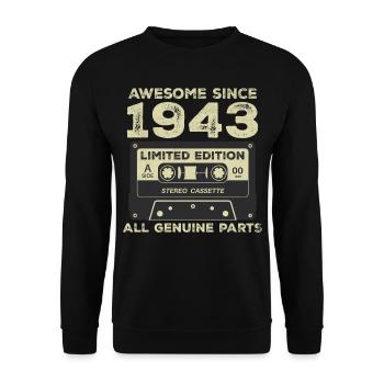 1943 Geburtstag geboren im Jahr 1943 Vintage Retro - Unisex Pullover - Schwarz - Vorne - Alina (178cm) & Michal (187cm)