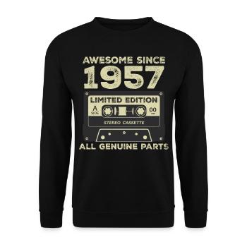 1957 Birthday Born In 1957 Vintage Retro - Unisex Sweatshirt - black - Front - Alina (178cm) & Michal (187cm)