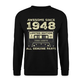 1948 Geburtstag geboren im Jahr 1948 Vintage Retro - Unisex Pullover - Schwarz - Vorne - Alina (178cm) & Michal (187cm)