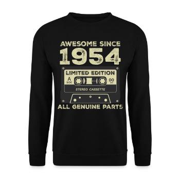 1954 Geburtstag geboren im Jahr 1954 Vintage Retro - Unisex Pullover - Schwarz - Vorne - Alina (178cm) & Michal (187cm)