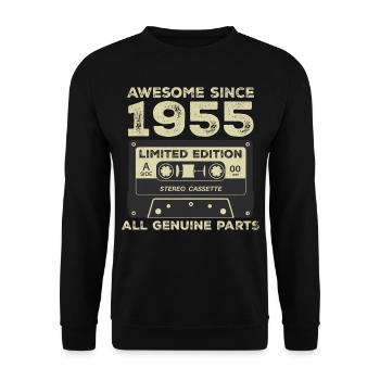 1955 Anniversaire Né En 1955 Vintage Rétro - Sweat-shirt Unisexe - noir - Devant - Alina (178cm) & Michal (187cm)
