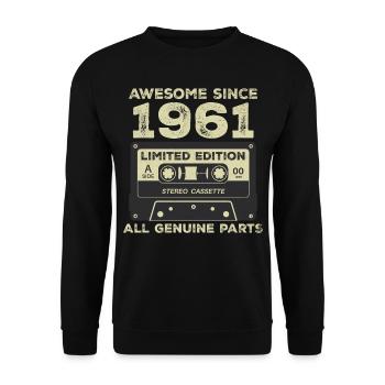 1961 Anniversaire Né En 1961 Vintage Rétro - Sweat-shirt Unisexe - noir - Devant - Alina (178cm) & Michal (187cm)