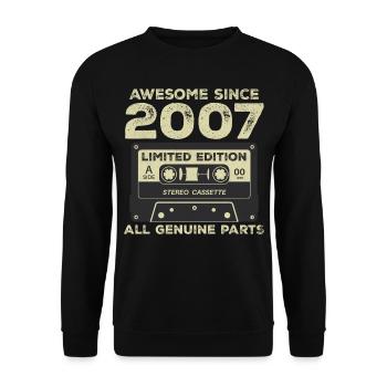 2007 Geburtstag geboren im Jahr 2007 Vintage Retro - Unisex Pullover - Schwarz - Vorne - Alina (178cm) & Michal (187cm)