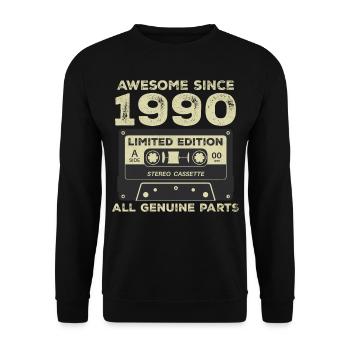 1990 Geburtstag geboren im Jahr 1990 Vintage Retro - Unisex Pullover - Schwarz - Vorne - Alina (178cm) & Michal (187cm)