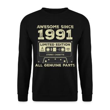 1991 Geburtstag geboren im Jahr 1991 Vintage Retro - Unisex Pullover - Schwarz - Vorne - Alina (178cm) & Michal (187cm)