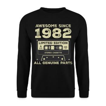 1982 Geburtstag geboren im Jahr 1982 Vintage Retro - Unisex Pullover - Schwarz - Vorne - Alina (178cm) & Michal (187cm)