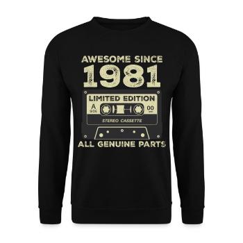 1981 Geburtstag geboren im Jahr 1981 Vintage Retro - Unisex Pullover - Schwarz - Vorne - Alina (178cm) & Michal (187cm)
