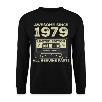 1979 Geburtstag geboren im Jahr 1979 Vintage Retro - Unisex Pullover - Schwarz - Vorne - Alina (178cm) & Michal (187cm)