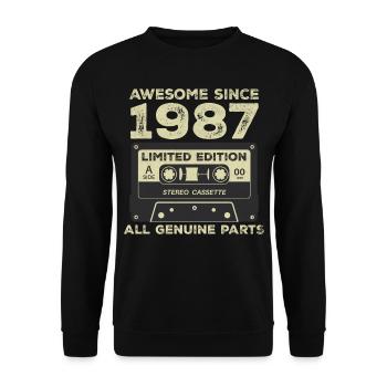 1987 Geburtstag geboren im Jahr 1987 Vintage Retro - Unisex Pullover - Schwarz - Vorne - Alina (178cm) & Michal (187cm)