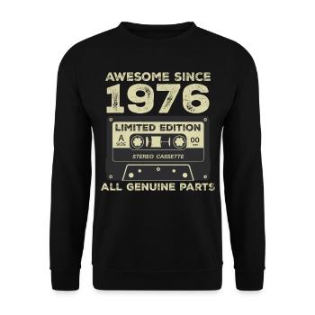 1976 Geburtstag geboren im Jahr 1976 Vintage Retro - Unisex Pullover - Schwarz - Vorne - Alina (178cm) & Michal (187cm)