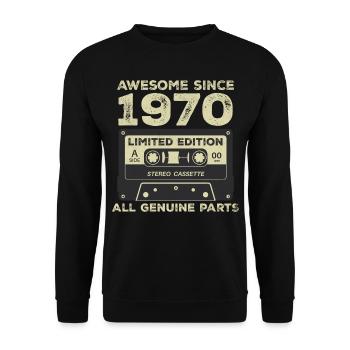 1970 Geburtstag geboren im Jahr 1970 Vintage Retro - Unisex Pullover - Schwarz - Vorne - Alina (178cm) & Michal (187cm)