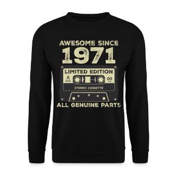 1971 Geburtstag geboren im Jahr 1971 Vintage Retro - Unisex Pullover - Schwarz - Vorne - Alina (178cm) & Michal (187cm)