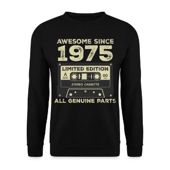 1975 Geburtstag geboren im Jahr 1975 Vintage Retro - Unisex Pullover - Schwarz - Vorne - Alina (178cm) & Michal (187cm)